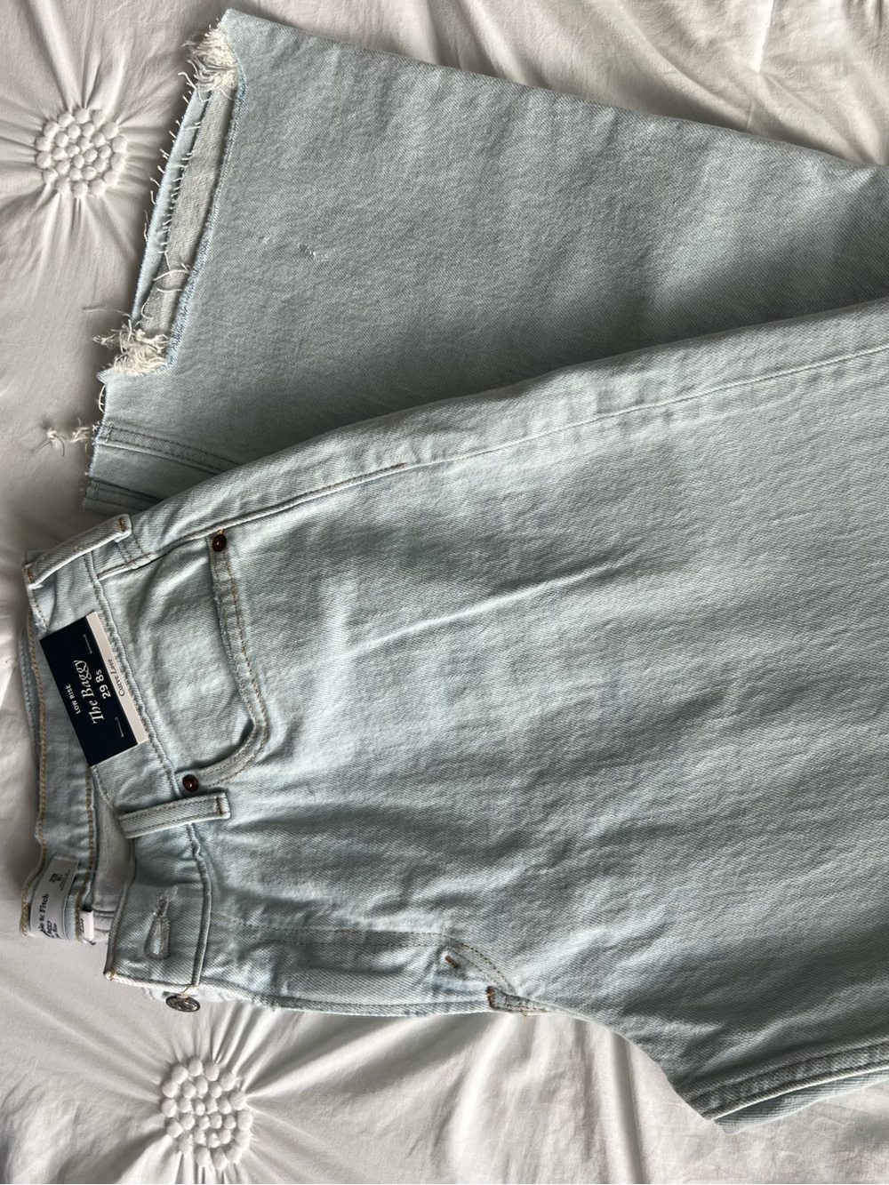 Abercrombie & Fitch Light Blue Wide-Leg Jeans with Raw Hem